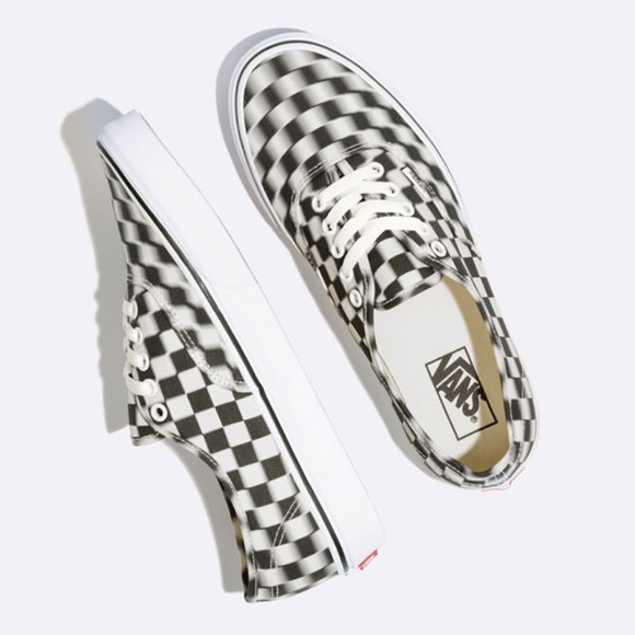 blurred checkerboard vans authentic